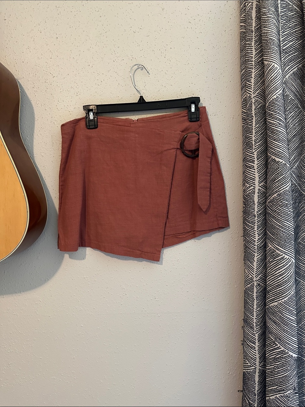 Hot Kiss Rust Wrap Mini Skirt with Buckle